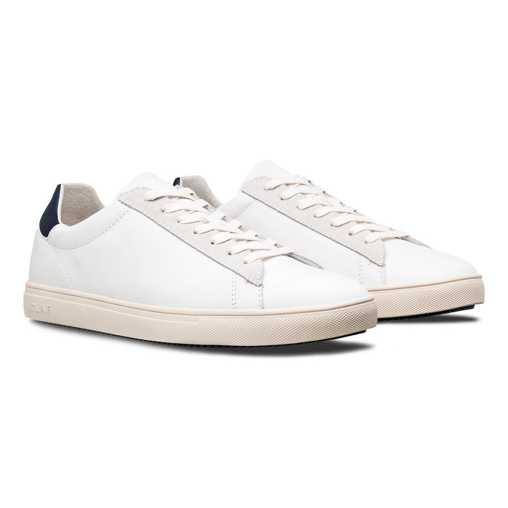 CLAE BRADLEY CALIFORNIA Shoes Mens USA913-H08 In White Leather Navy